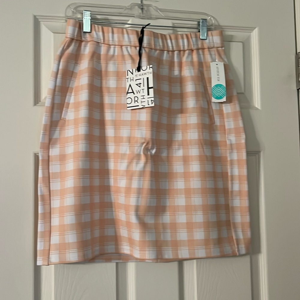 Stitch Fix - Large peachish/pink gingham skirt. New with tags.